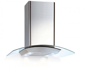VECTAIRE ISLA GAMMA STAINLESS STEEL & CURVED GLASS KITCHEN 90cm ISLAND CANOPY EXTRACTOR, ISLAGAMMAGL (V)
